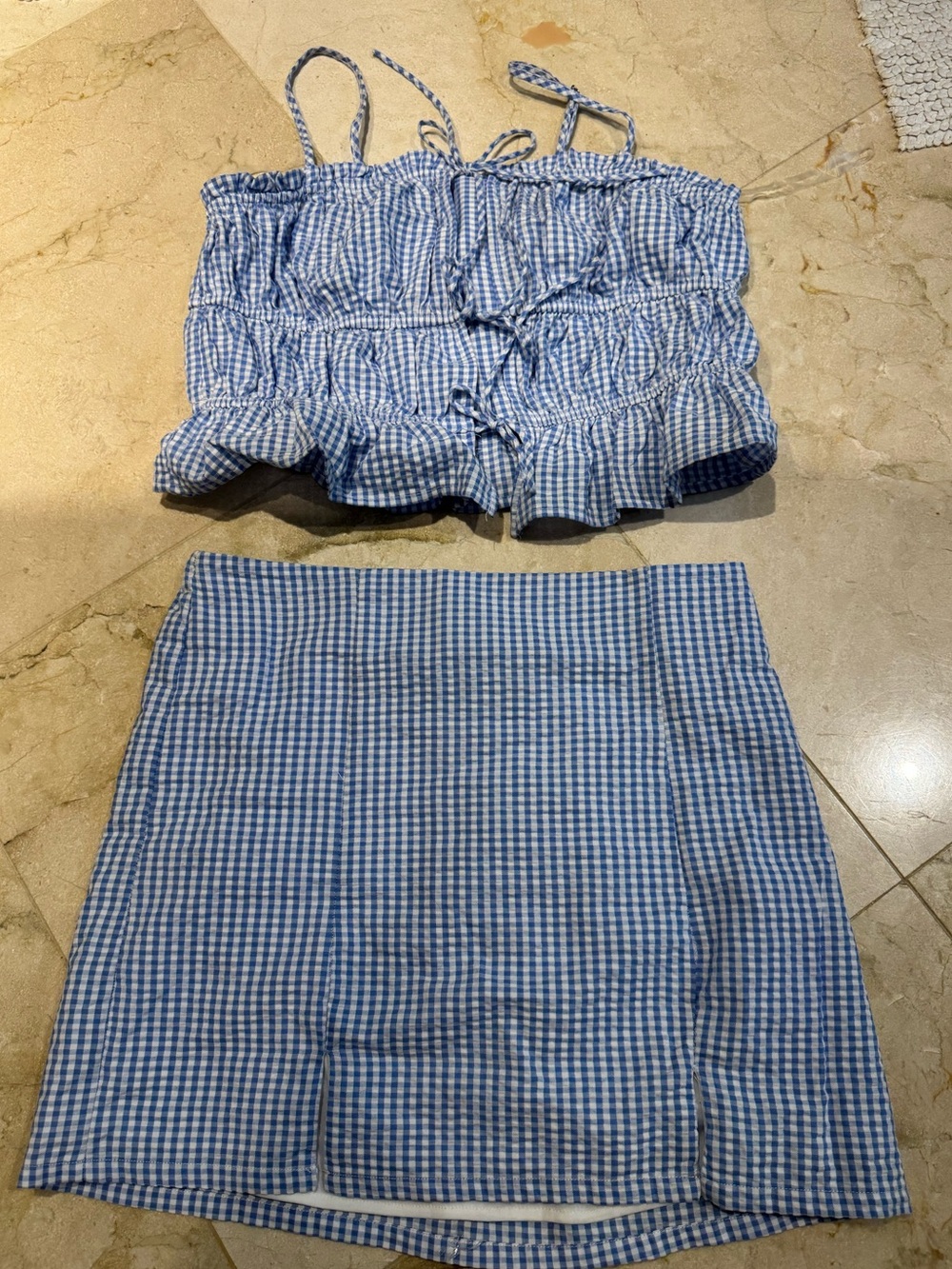 Blue Gingham  Two Piece Ensemble. Perfect for Summer.